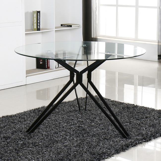 Ensemble table ronde en verre métal et 4 chaises scandinaves noires - MateraBjorn