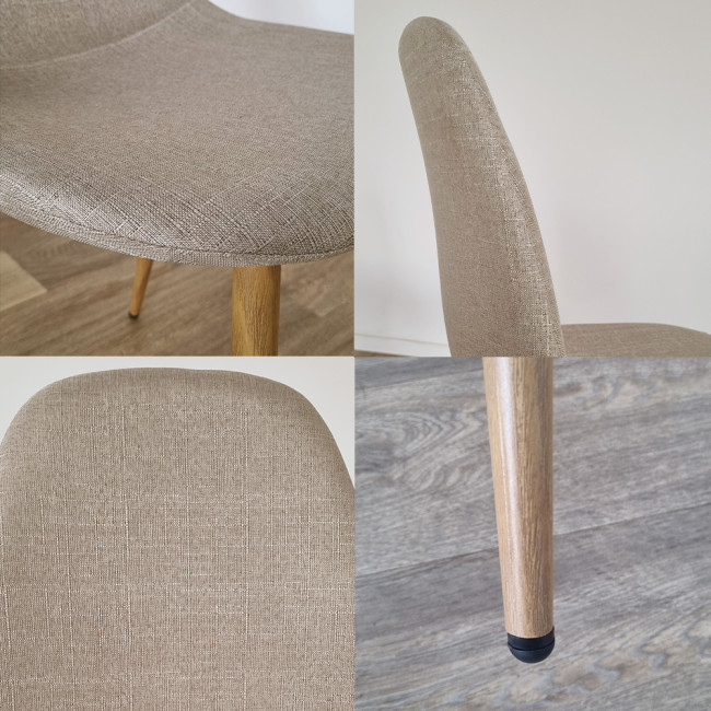 Ensemble table ronde bois et 4 chaises scandinaves tissu beige - UmbriaEla