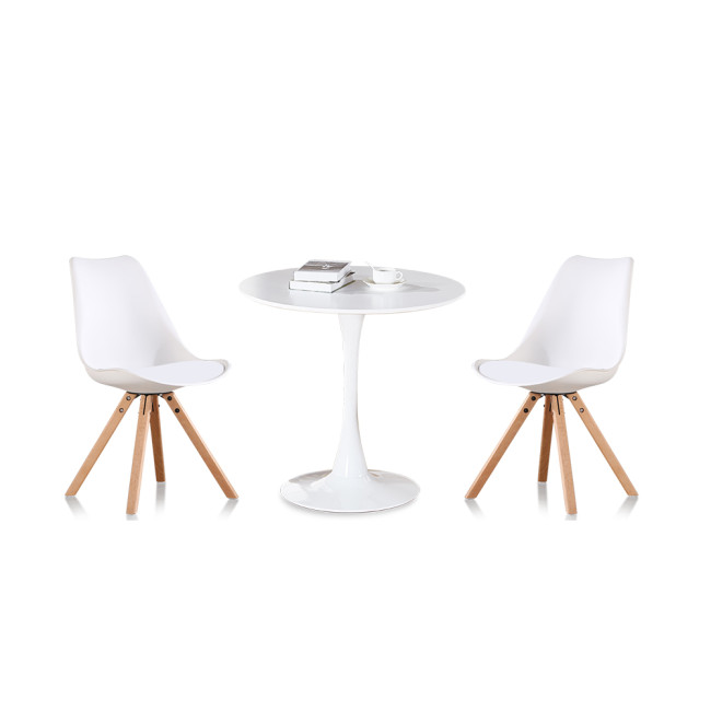 Ensemble table ronde bois et 2 chaises scandinaves blanches - AbrezzoHelsinki