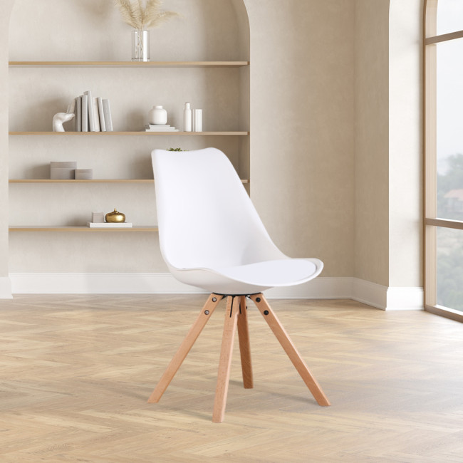 Ensemble table ronde bois et 2 chaises scandinaves blanches - AbrezzoHelsinki