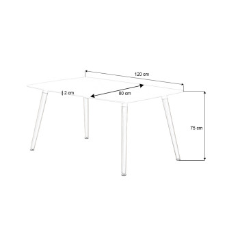 Ensemble table rectangulaire bois et 4 chaises scandinaves tissu beige - BrevikRossi