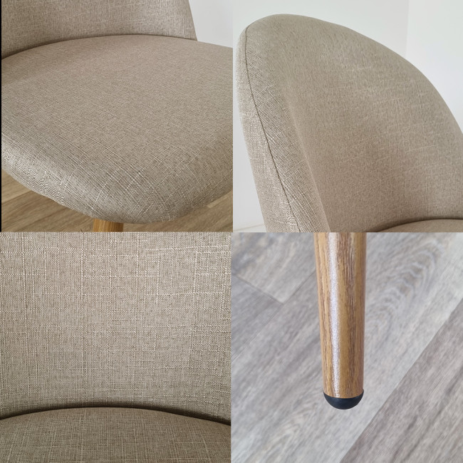 Ensemble table rectangulaire bois et 4 chaises scandinaves tissu beige - BrevikRossi