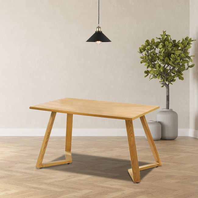Ensemble table rectangulaire bois et 4 chaises scandinaves tissu beige - TreviRossi