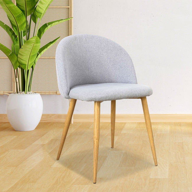 Ensemble table rectangulaire bois et 4 chaises scandinaves tissu beige - TreviRossi