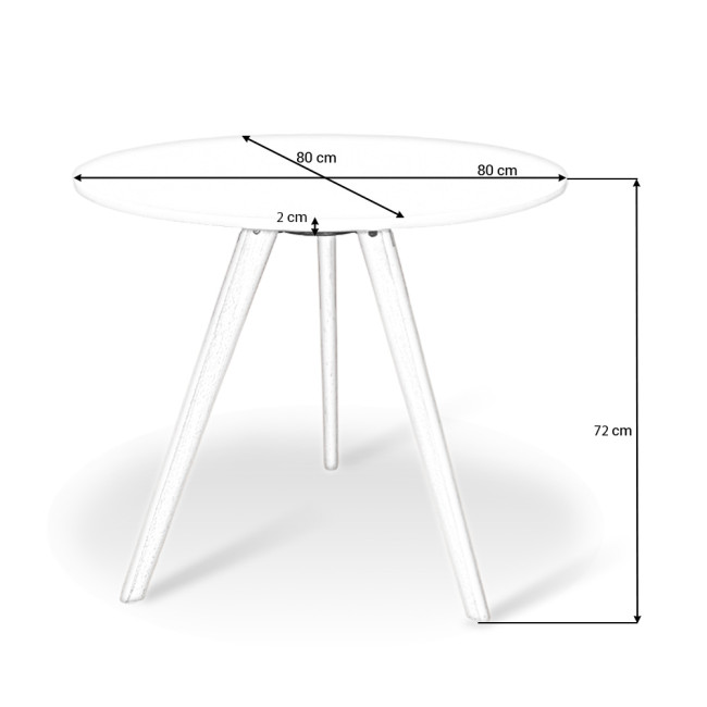 Table Ronde Blanche : Plateau 80 cm 