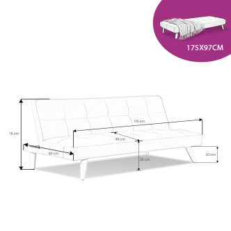 Banquette clic clac 3 places grise – Prix Discount