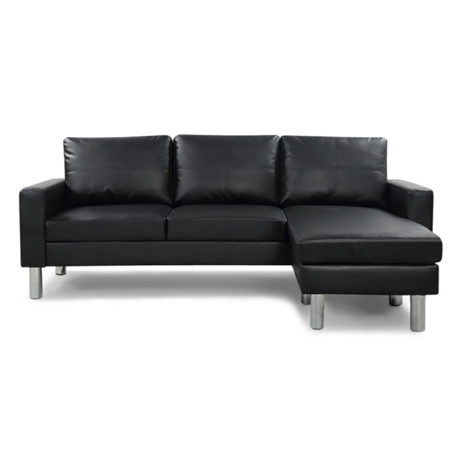 Canapé d’angle réversible en simili noir Nastan – Prix imbattable