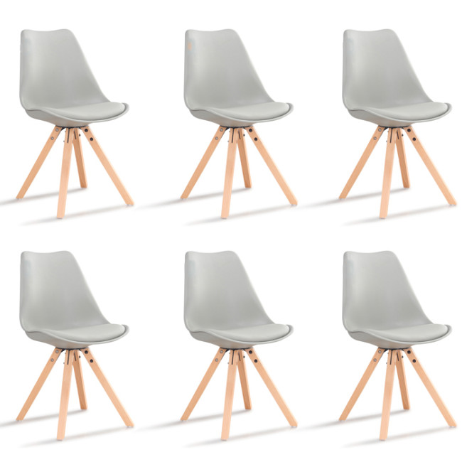 Lot de 6 chaises scandinaves grises - Helsinki