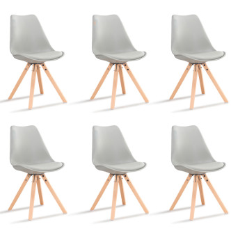 Lot de 6 chaises scandinaves grises - Helsinki