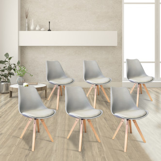 Lot de 6 chaises scandinaves grises - Helsinki