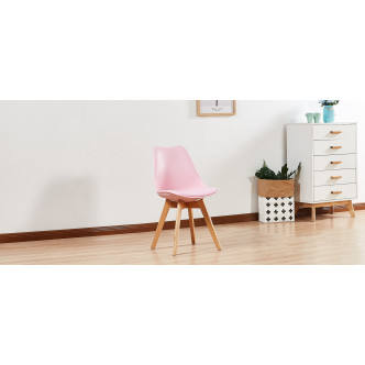 Lot de 4 chaises scandinaves roses Bjorn | Prix Usine !