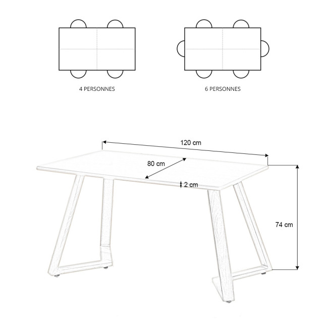 Table à manger coloris chêne 120cm Trevi - Offre limitée !