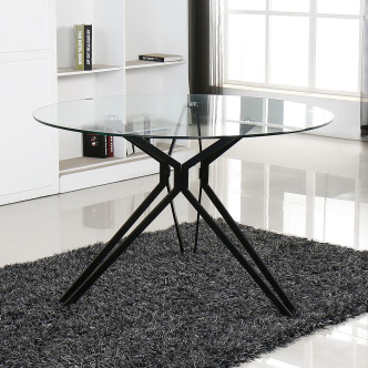 Table à manger ronde en verre et pieds en métal Matera - Offre dingue