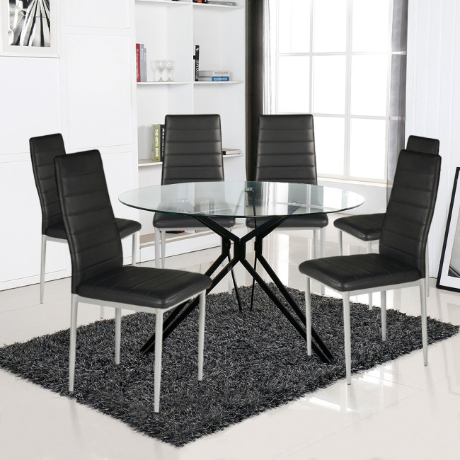 Table à manger ronde en verre et pieds en métal Matera - Offre dingue