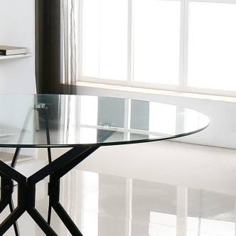 Table à manger ronde en verre et pieds en métal Matera - Offre dingue