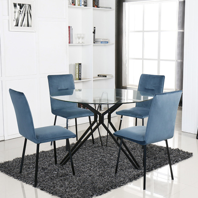 Table à manger ronde en verre et pieds en métal Matera - Offre dingue