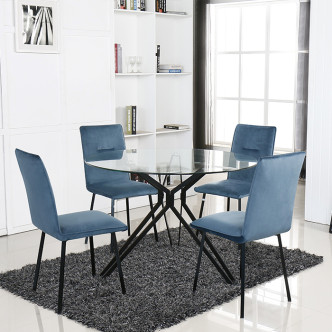 Table à manger ronde en verre et pieds en métal Matera - Offre dingue