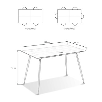 Table à manger rectangulaire scandinave chêne 120cm - Nora