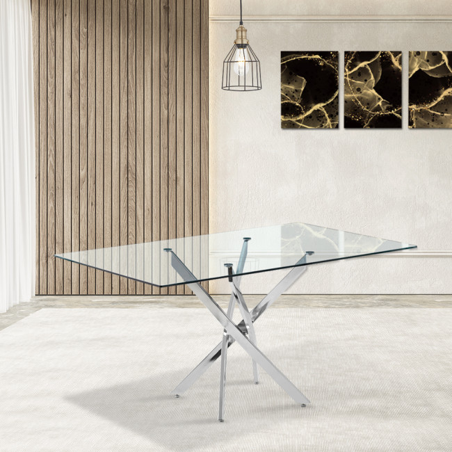 Table à manger design en verre 160cm - Astra