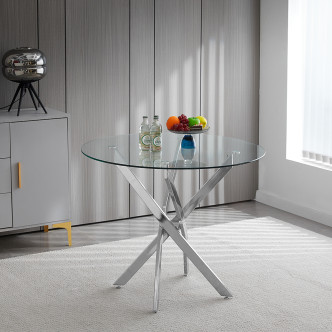 Table à manger design ronde en verre 100cm - Orion