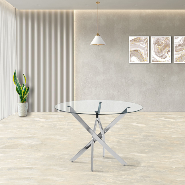 Table à manger design ronde en verre 100cm - Orion