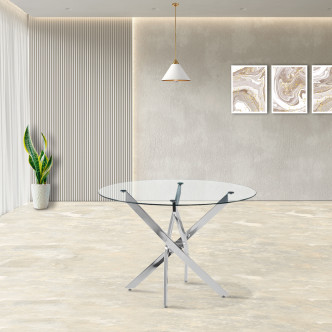Table à manger design ronde en verre 100cm - Orion