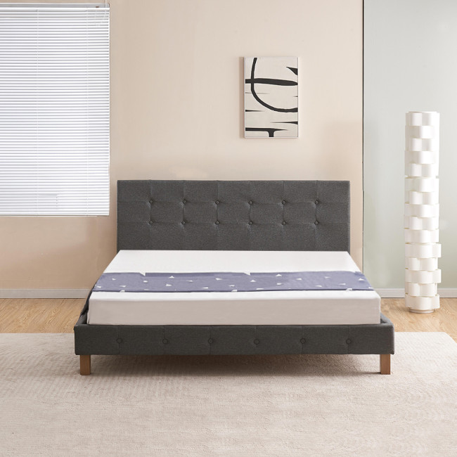 lit scandinave 2 places en tissu gris - Alcove