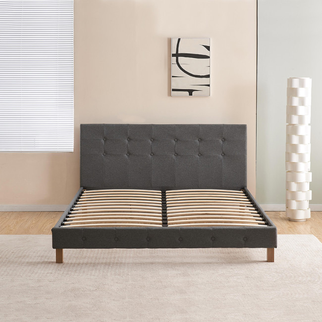 lit scandinave 2 places en tissu gris - Alcove