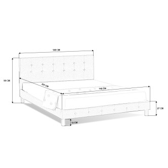 lit scandinave 2 places en tissu gris - Alcove