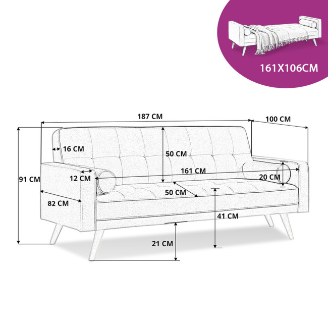 Clic clac 3 places en tissu gris Vienne - Offre Discount