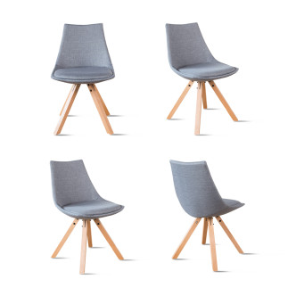 Lot de 4 chaises scandinaves en tissu gris Minsk - Prix Discount