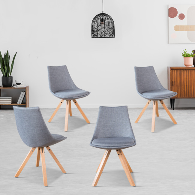 Lot de 4 chaises scandinaves en tissu gris Minsk - Prix Discount