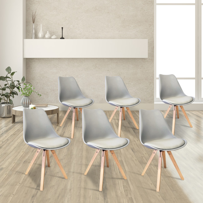 Lot de 6 chaises scandinaves grises - Helsinki