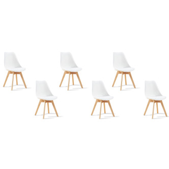 Lot de 6 chaises scandinaves blanches Bjorn| Chaise Rétro & Design