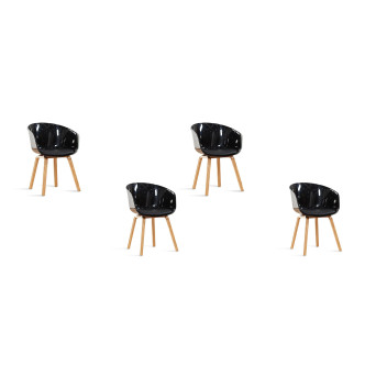 Lot de 4 chaises laquées noires Vali - Stocks limités