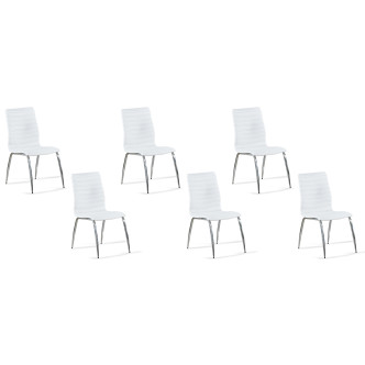 Lot de 6 chaises salle à manger blanches en simili - Londres