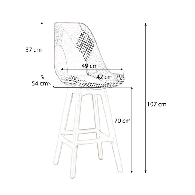 Tabouret de bar en tissu patchwork Gotteborg - Tendance Scandinave