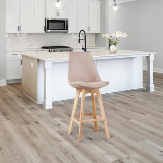 Tabouret de bar scandinave en tissu beige Gotteborg - Design Rétro