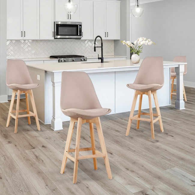 Lot de 4 tabourets de bar en tissu beige - Gotteborg 