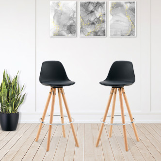 Tabouret de bar scandinave noir - Soren