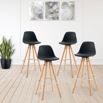 Lot de 2 tabourets de bar scandinaves noirs - Soren