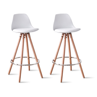 Lot de 2 tabourets de bar scandinaves blancs - Soren
