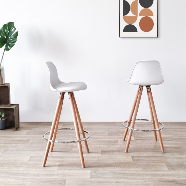Lot de 2 tabourets de bar scandinaves blancs - Soren