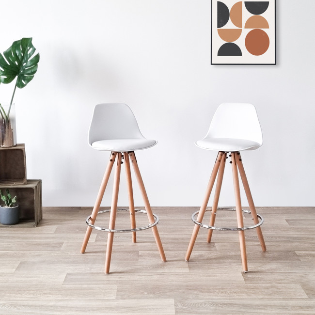 Lot de 2 tabourets de bar scandinaves blancs - Soren