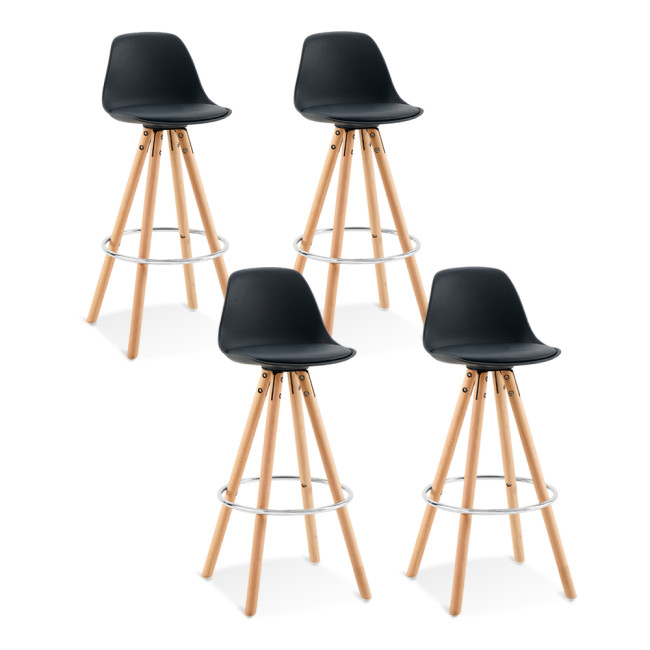 Lot de 4 tabourets de bar scandinaves noirs - Soren