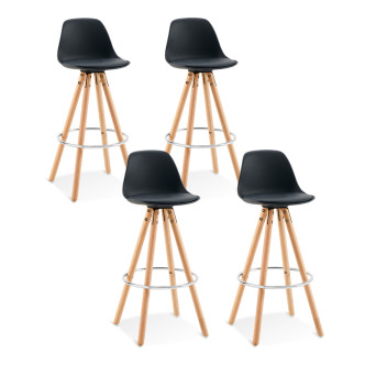 Lot de 4 tabourets de bar scandinaves noirs - Soren