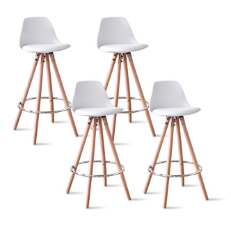 Lot de 4 tabourets de bar scandinaves blancs - Soren
