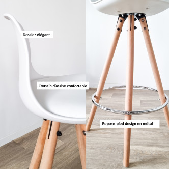 Lot de 4 tabourets de bar scandinaves blancs - Soren