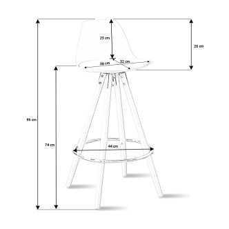 Lot de 4 tabourets de bar scandinaves blancs - Soren