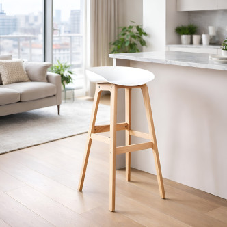 Chaise haute de bar blanche Bera |DESIGNETSAMAISON